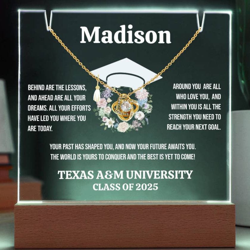 Graduation Keepsake, Acrylic Lamp with Necklace (Love Knot)