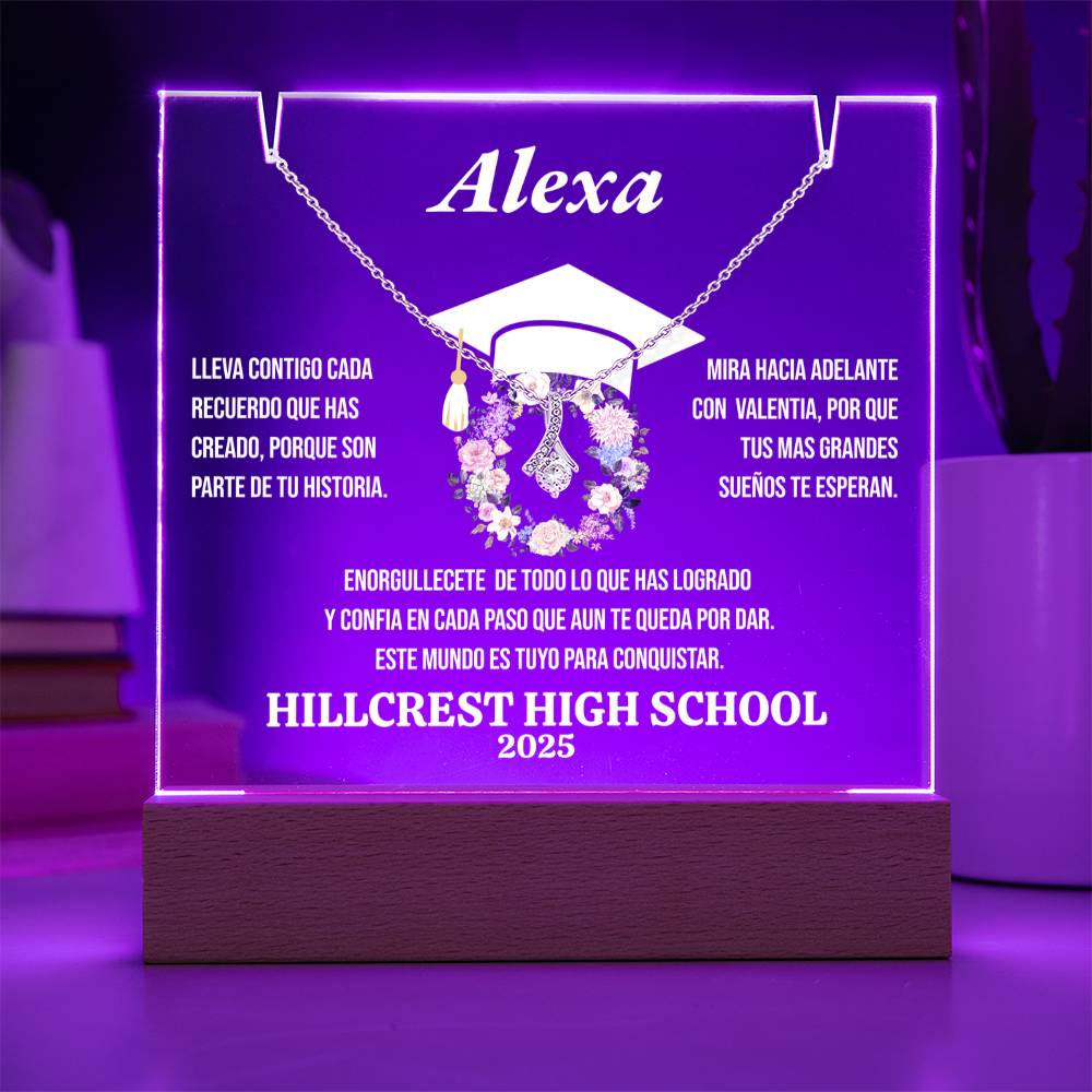 Regalo de Graduacion personalizado para Ella, Lampara Acrylica Sosteniendo un Collar (Alluring Beauty)