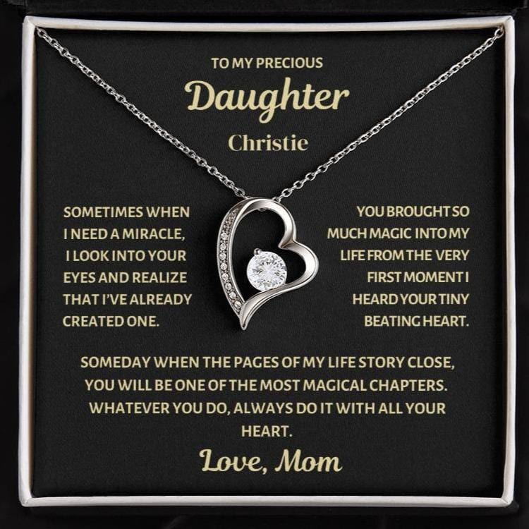 Personalized Forever Love Necklace for Daughter (Rhodium ONLY)