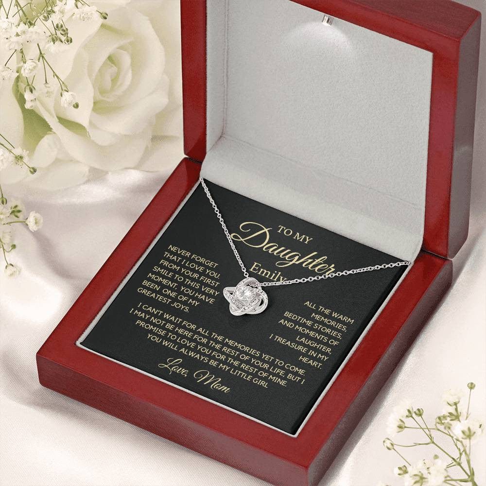 To my Daughter, First Smile , Personalized Love Knot Necklace GB3