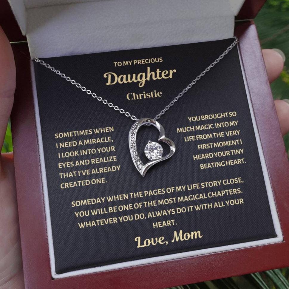 Personalized Forever Love Necklace for Daughter (Rhodium ONLY)