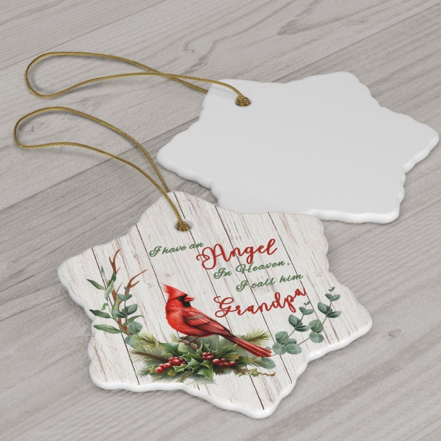 Angel in Heaven, Memorial for a Grandfather, Ceramic Ornament 2 Shapes