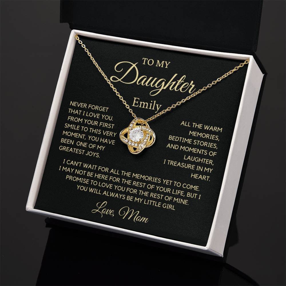 To my Daughter, First Smile , Personalized Love Knot Necklace GB3
