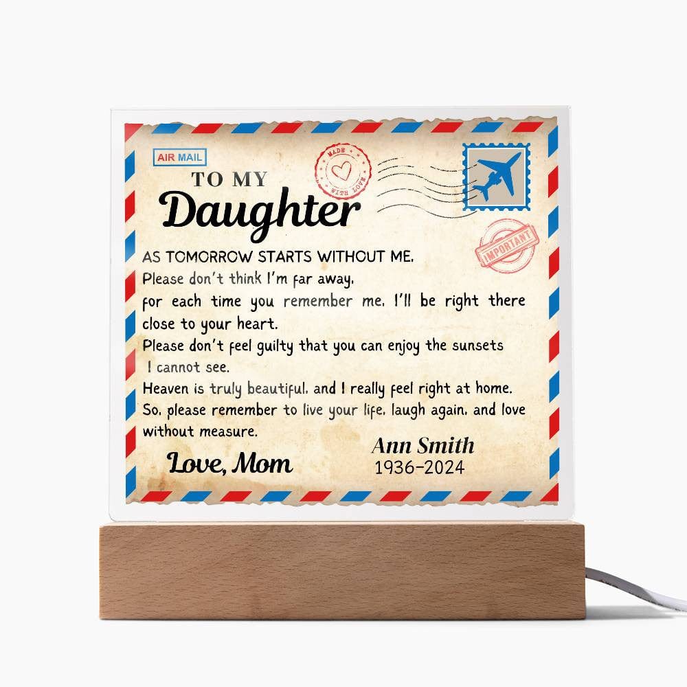 Postcard from Heaven, Memorial Acrylic Square Plaque/Night light