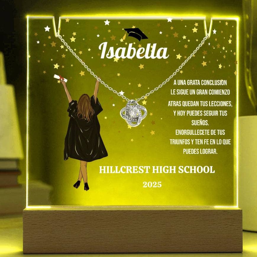Graduation Keepsake Acrylic lamp and Love Knot Necklace