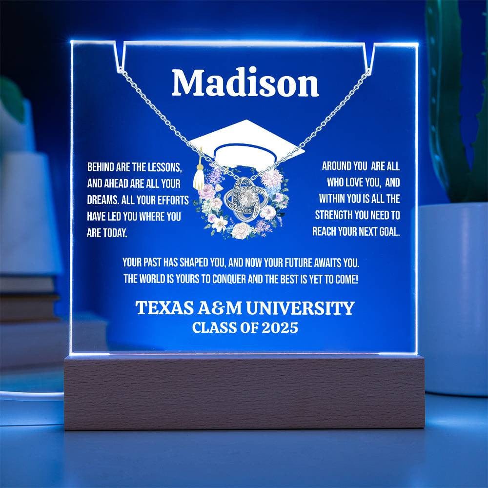 Graduation Keepsake, Acrylic Lamp with Necklace (Love Knot)