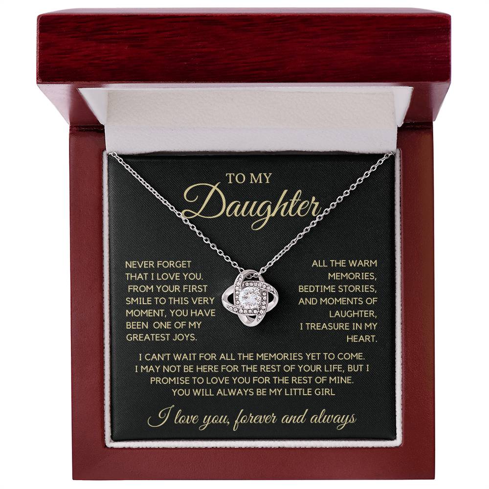To My Daughter, First Smile, Love Knot Necklace GB1