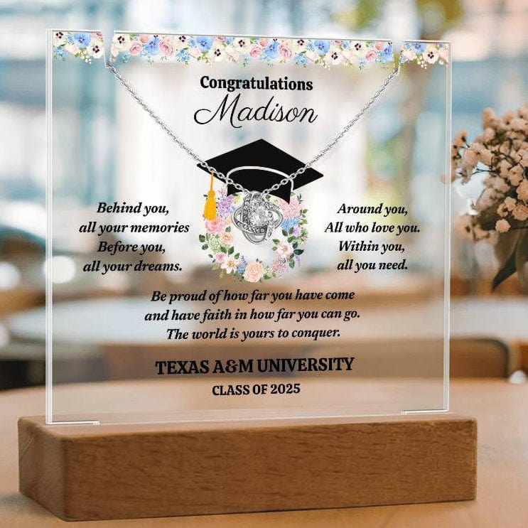 Keepsake Acrylic Lamp with Necklace(Love Knot), Graduation Gift.