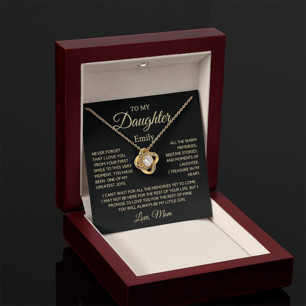 To my Daughter, First Smile , Personalized Love Knot Necklace GB3