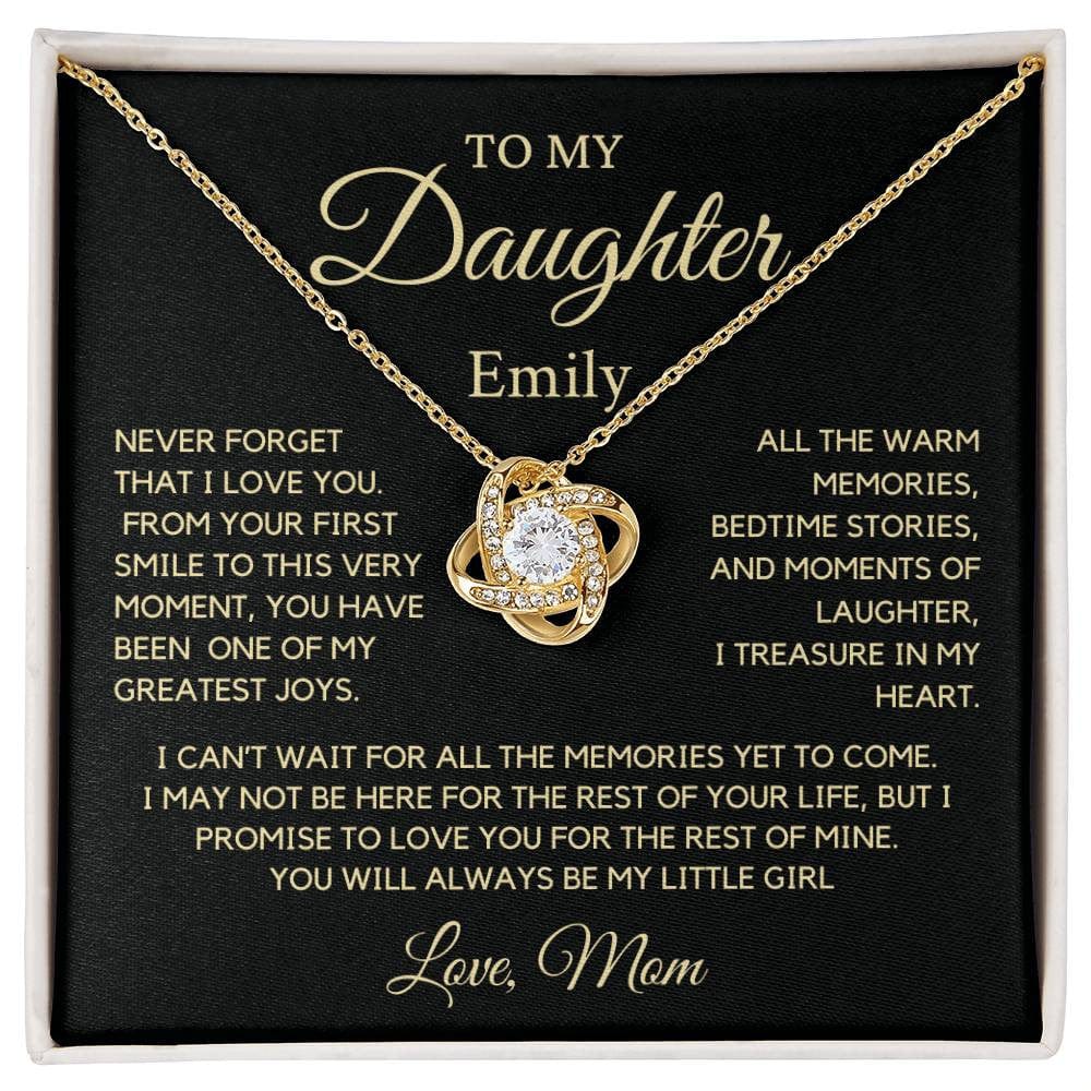 To my Daughter, First Smile , Personalized Love Knot Necklace GB3