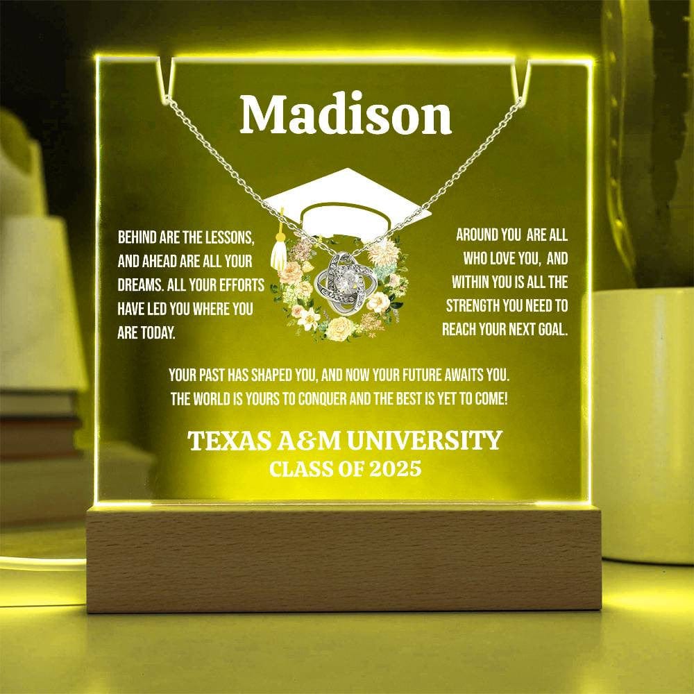 Graduation Keepsake, Acrylic Lamp with Necklace (Love Knot)