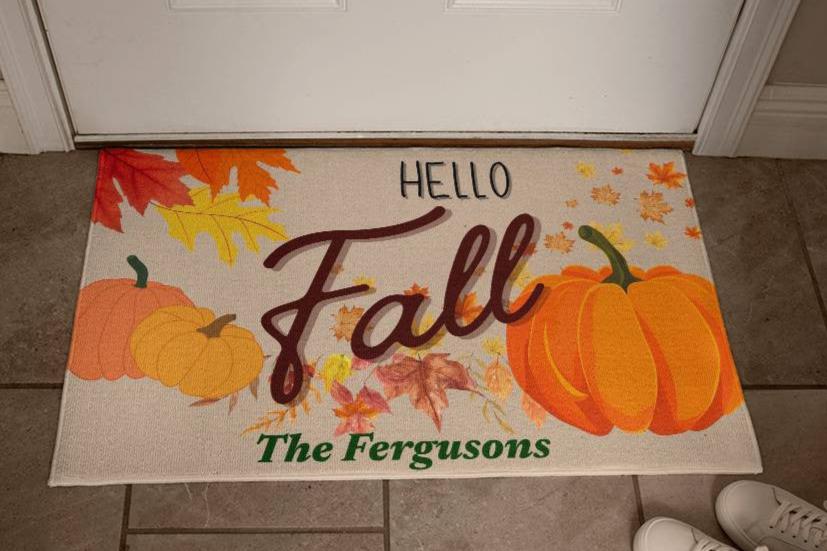 Personalized Welcome Mat , Seasonal Fall Decor