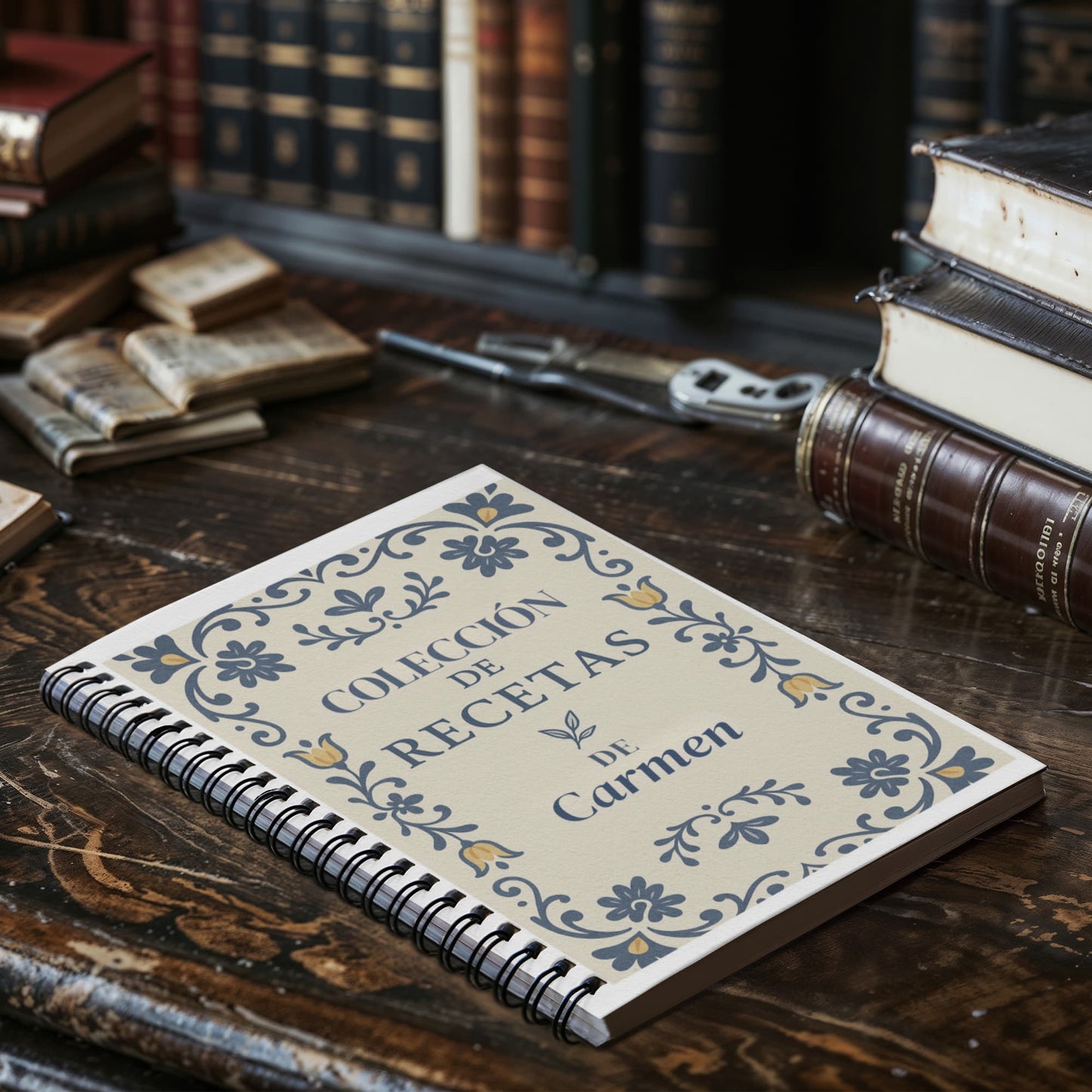 Recetario Talavera Personalizado · Libro de Recetas en Español · Regalo Elegante para Mamá o Familia