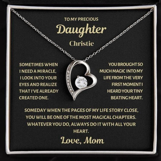 Personalized  Forever Love Necklace for Daughter (Rhodium ONLY)