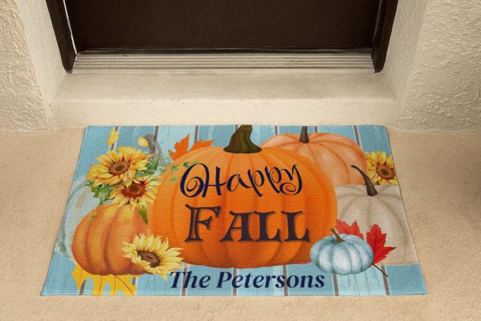 Personalized Welcome Mat, Fall Decor