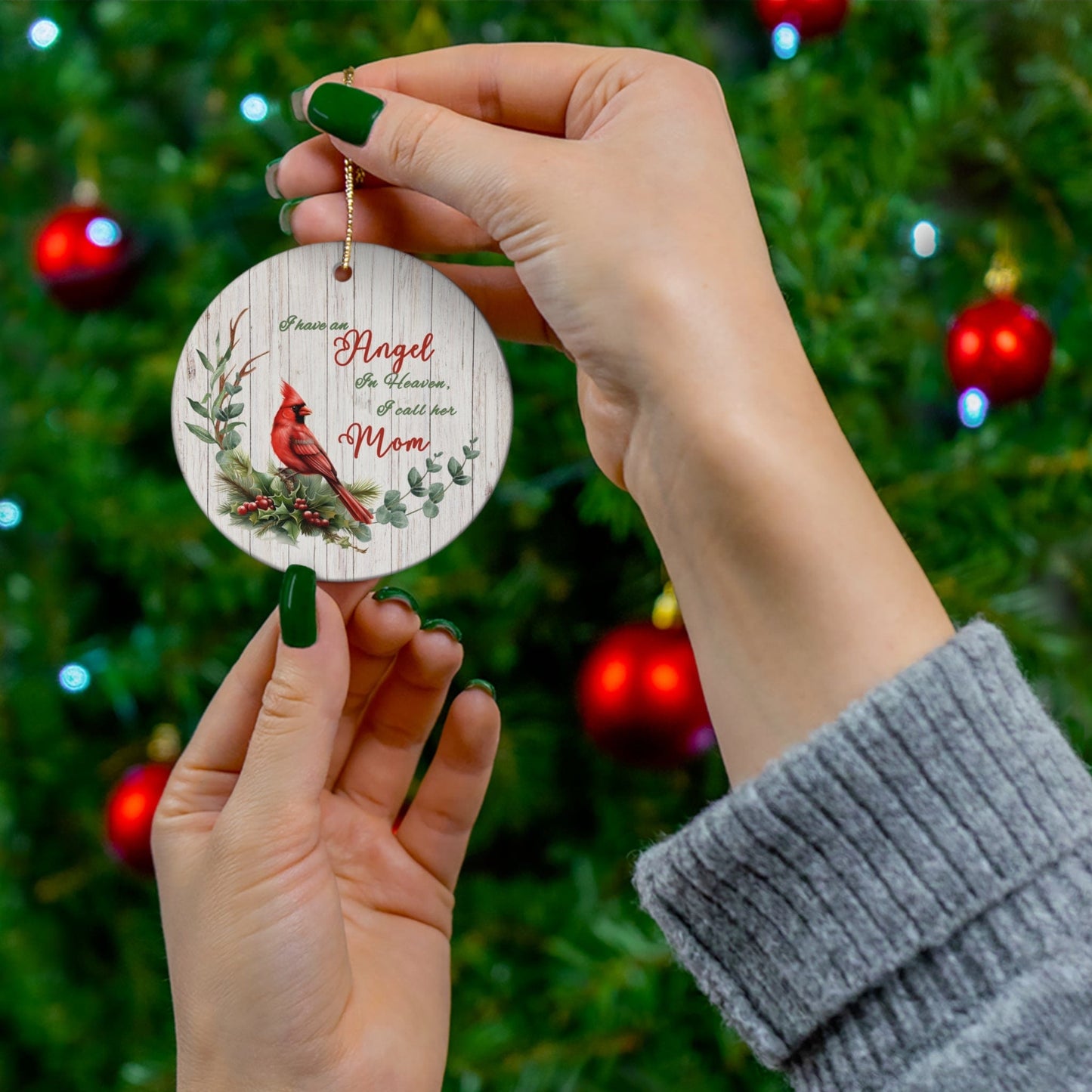 Mom Memorial | Angel in Heaven | Ceramic Ornament, 2 Shapes