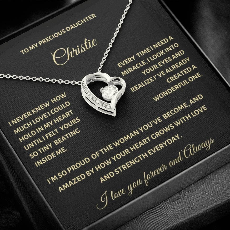 To my Precious Daughter| Beating Heart Forever Love Necklace (Rhodium ONLY) + Luxury Box