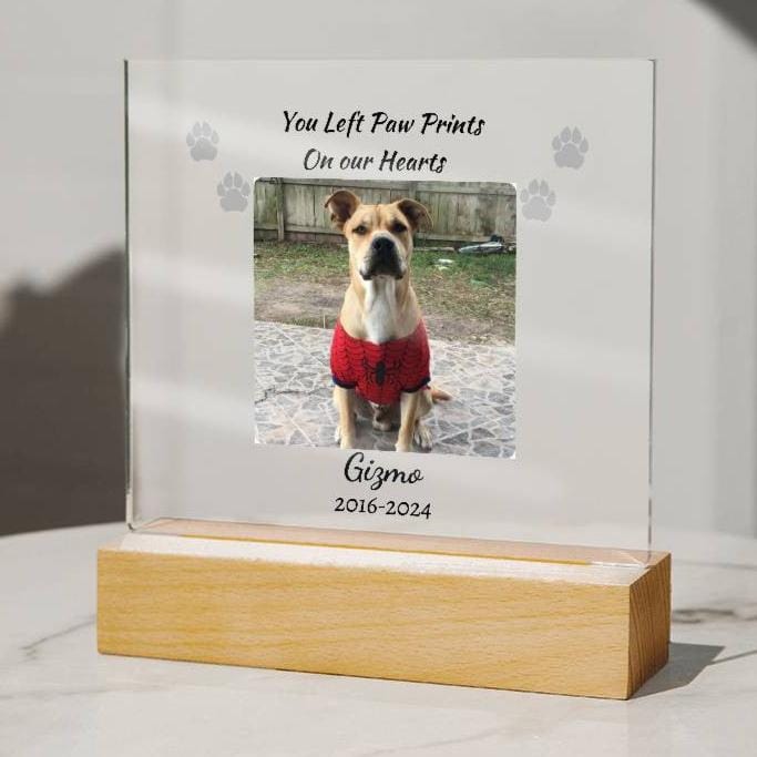 Paw prints on our Hearts, Pet Memorial Acrylic Plaque