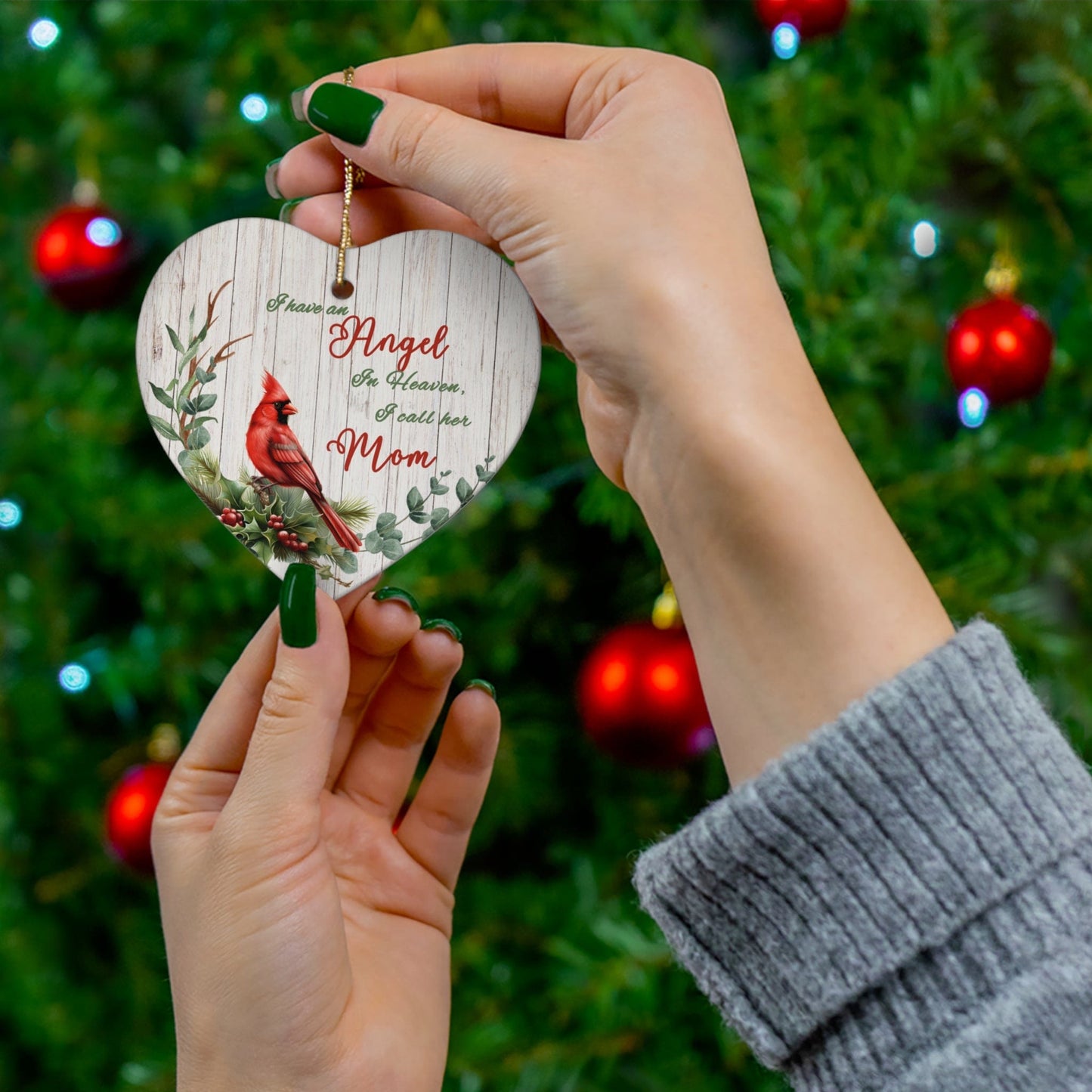 Mom Memorial | Angel in Heaven | Ceramic Ornament, 2 Shapes