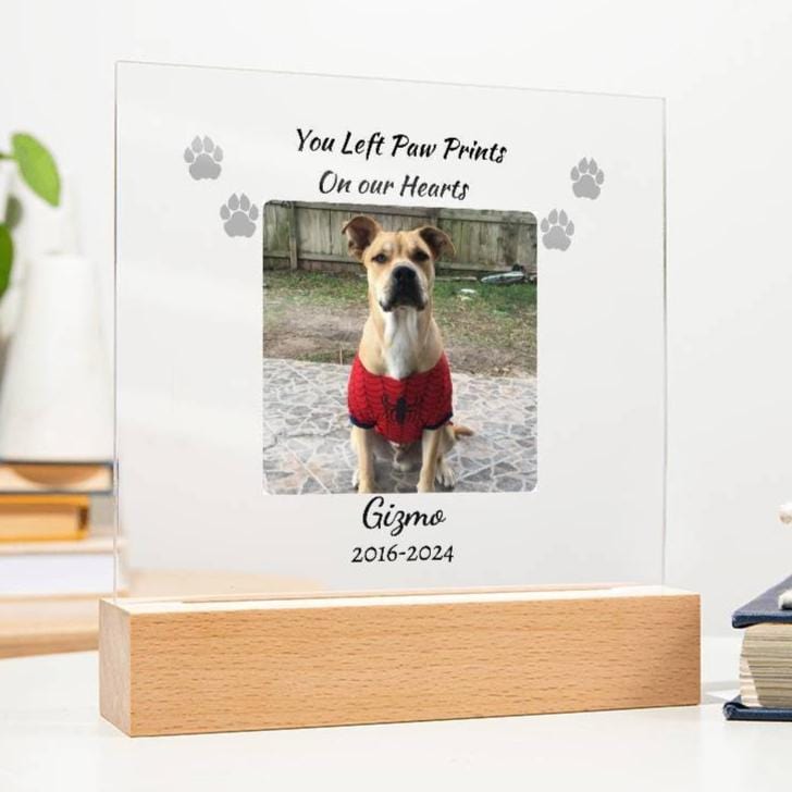 Paw prints on our Hearts, Pet Memorial Acrylic Plaque