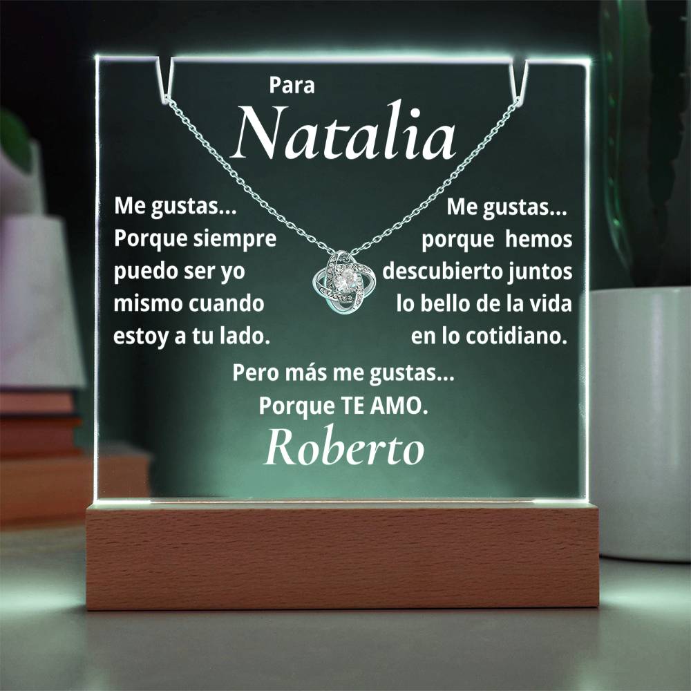 Regalo Personalizado para Esposa de su Esposo, Collar con Nombre y Mensaje de Amor, Regalo de Aniversario para Esposa
