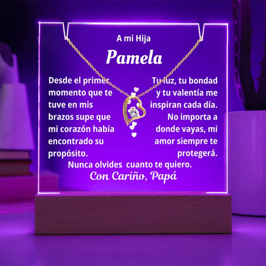 Collar con Dije de Corazón y Lámpara de Noche | Regalo de Papá a Hija con Mensaje Personalizado | Joyería Sentimental y Significativa