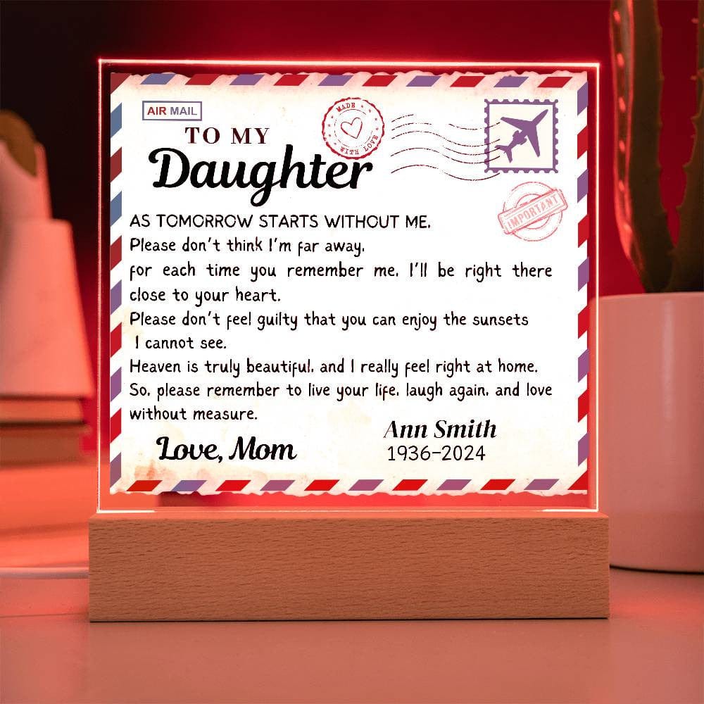 Postcard from Heaven, Memorial Acrylic Square Plaque/Night light