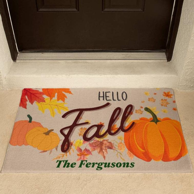 Personalized Welcome Mat , Seasonal Fall Decor