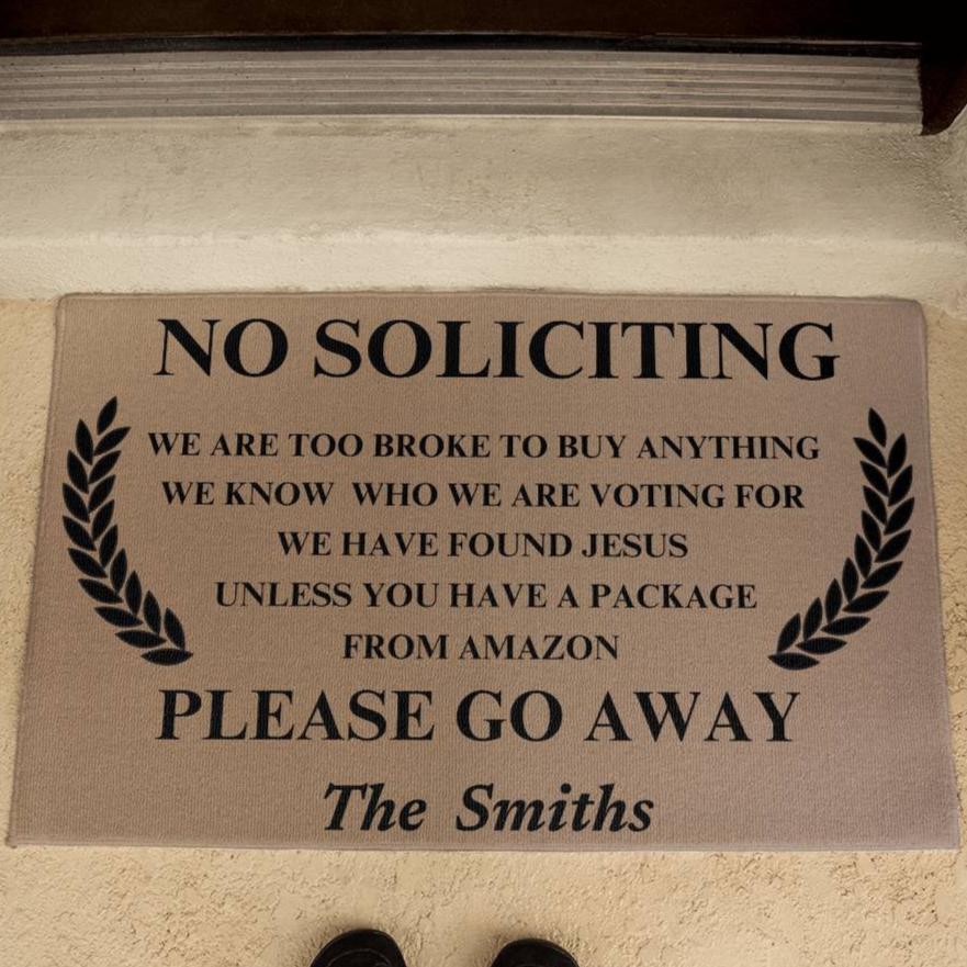 Personalized Doormat, No Soliciting Sign