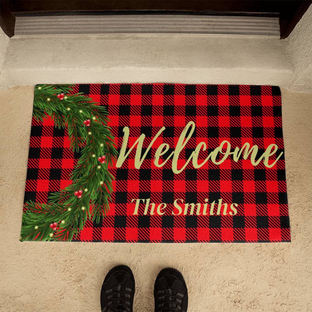 Christmas Theme Personalized Welcome Mat