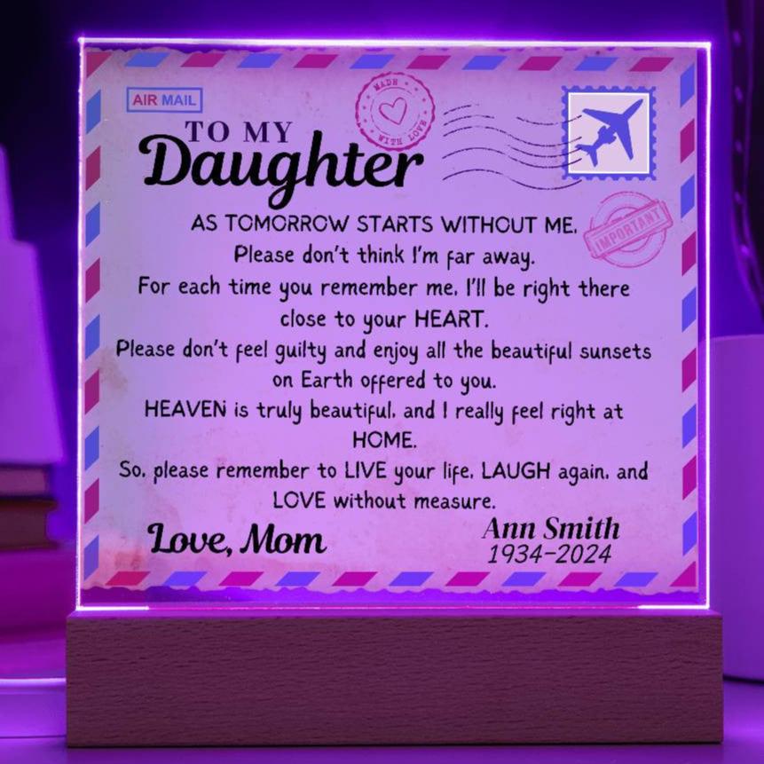 Post card to Daughter from Heaven Acrylic Square Plaque/Nightlight ( Personalized)