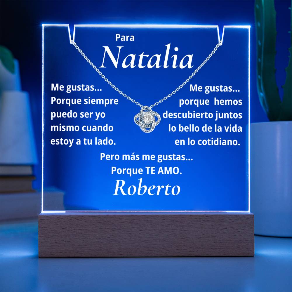 Regalo Personalizado para Esposa de su Esposo, Collar con Nombre y Mensaje de Amor, Regalo de Aniversario para Esposa