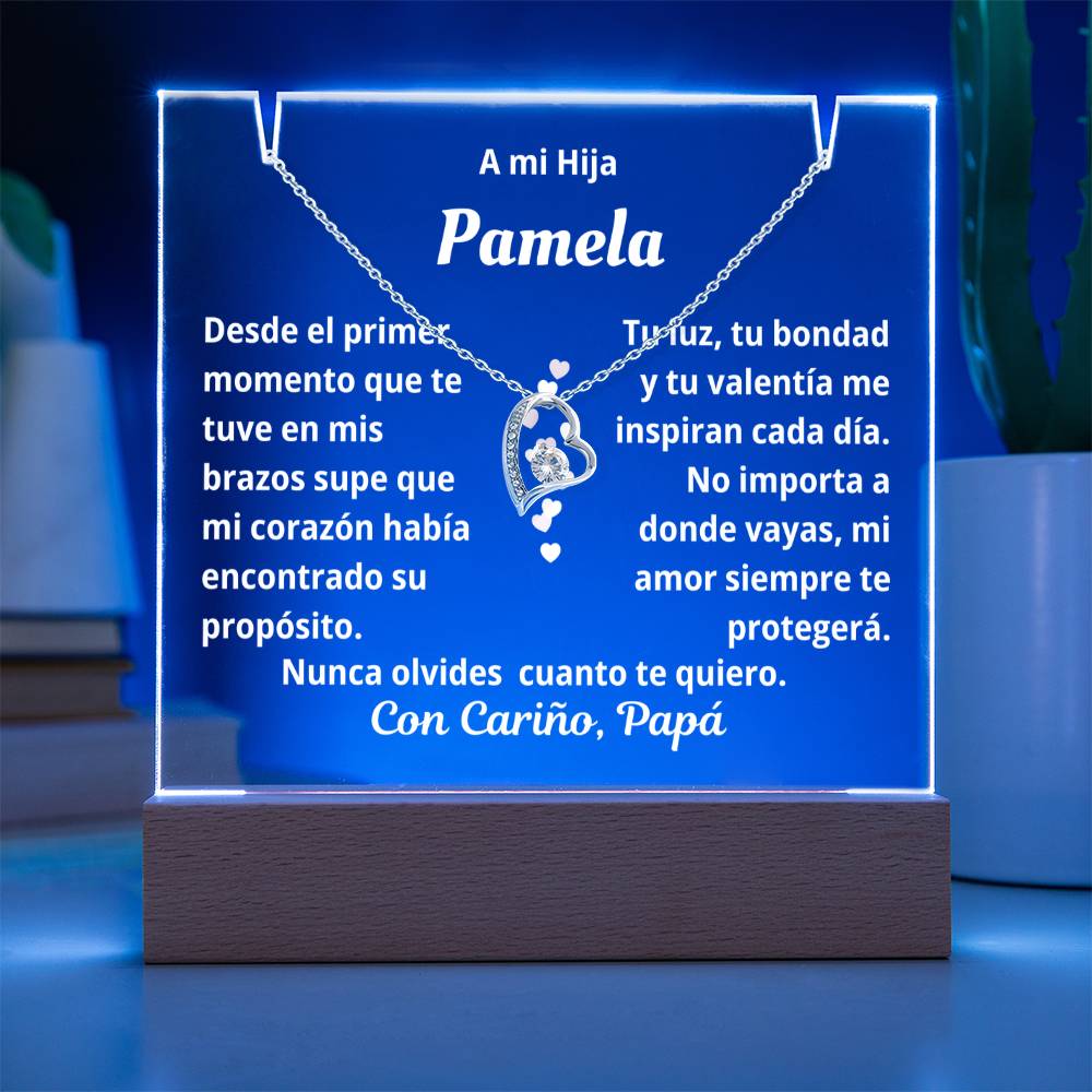 Collar con Dije de Corazón y Lámpara de Noche | Regalo de Papá a Hija con Mensaje Personalizado | Joyería Sentimental y Significativa
