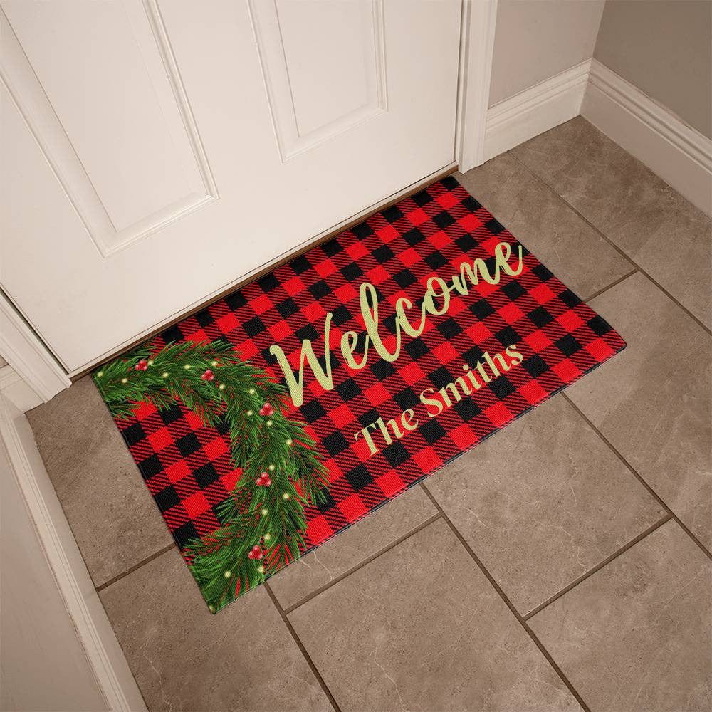 Christmas Theme Personalized Welcome Mat