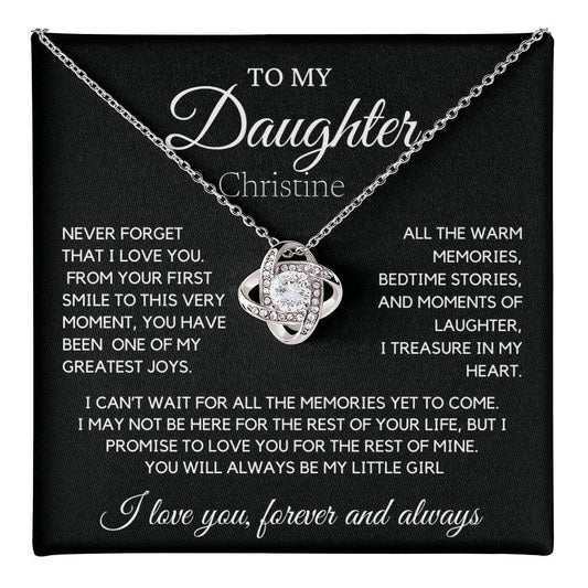 To my Daughter, First Smile, Personalized Love Knot Necklace