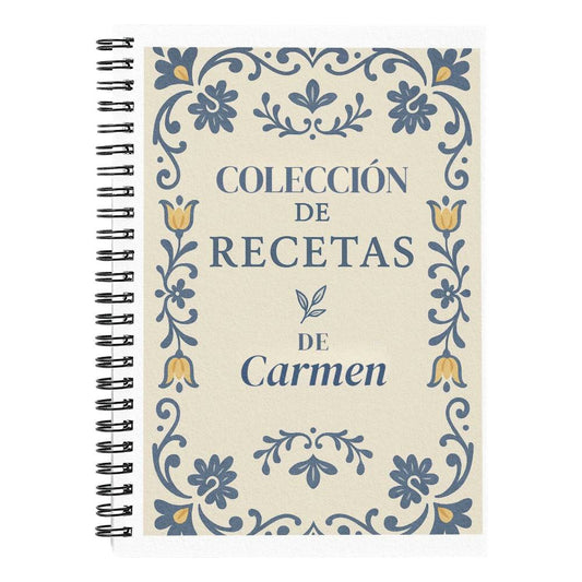 Recetario Talavera Personalizado · Libro de Recetas en Español · Regalo Elegante para Mamá o Familia