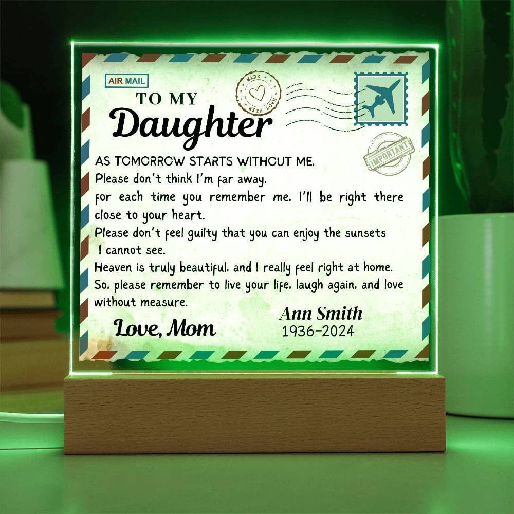 Postcard from Heaven, Memorial Acrylic Square Plaque/Night light