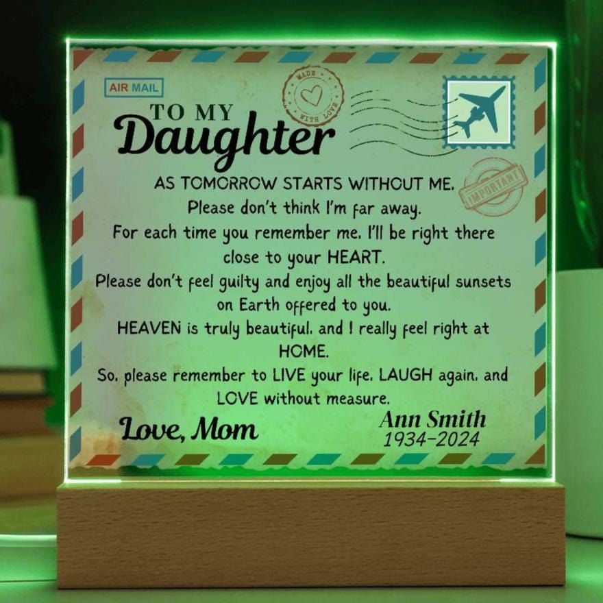 Post card to Daughter from Heaven Acrylic Square Plaque/Nightlight ( Personalized)