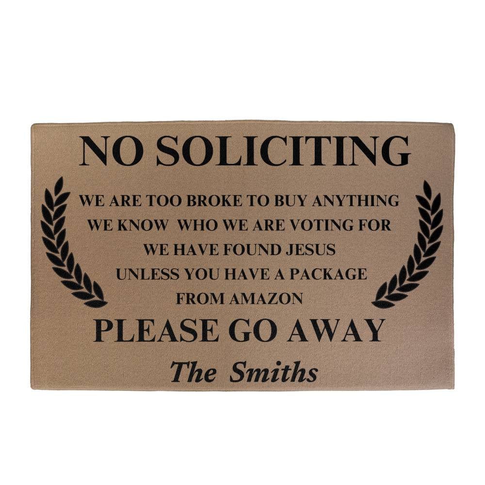 Personalized Doormat, No Soliciting Sign