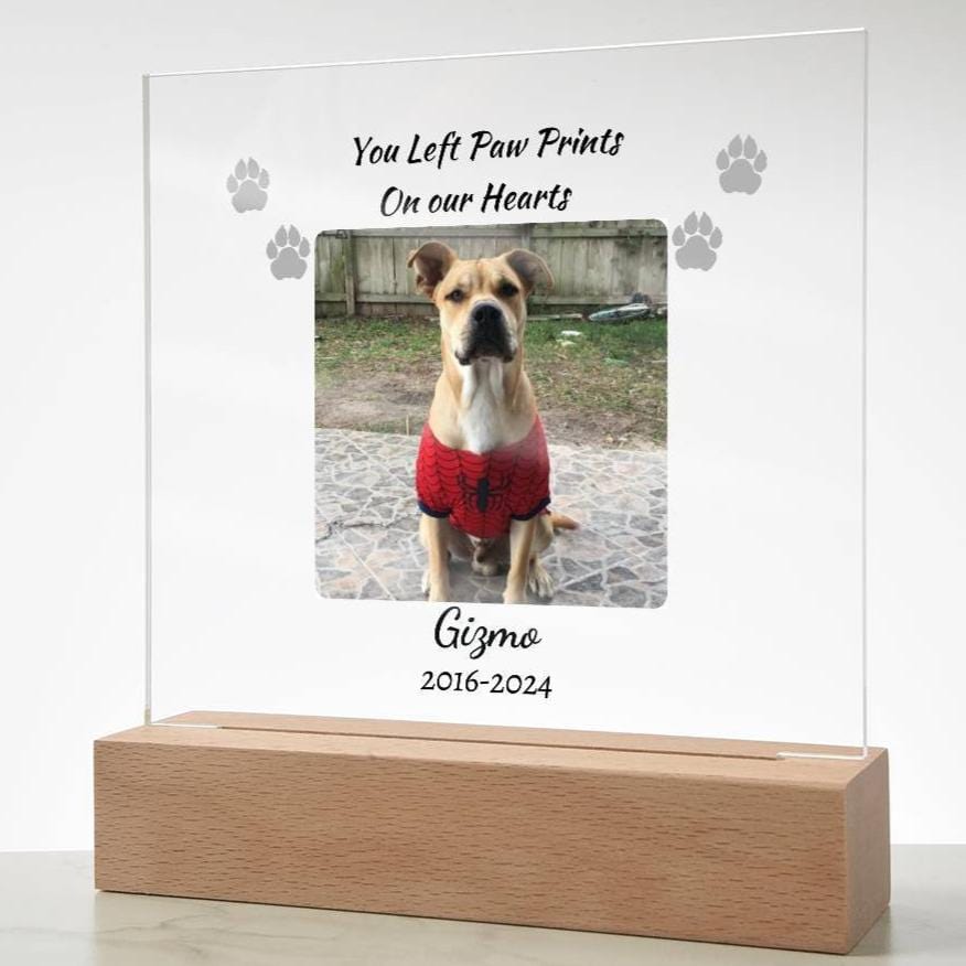 Paw prints on our Hearts, Pet Memorial Acrylic Plaque