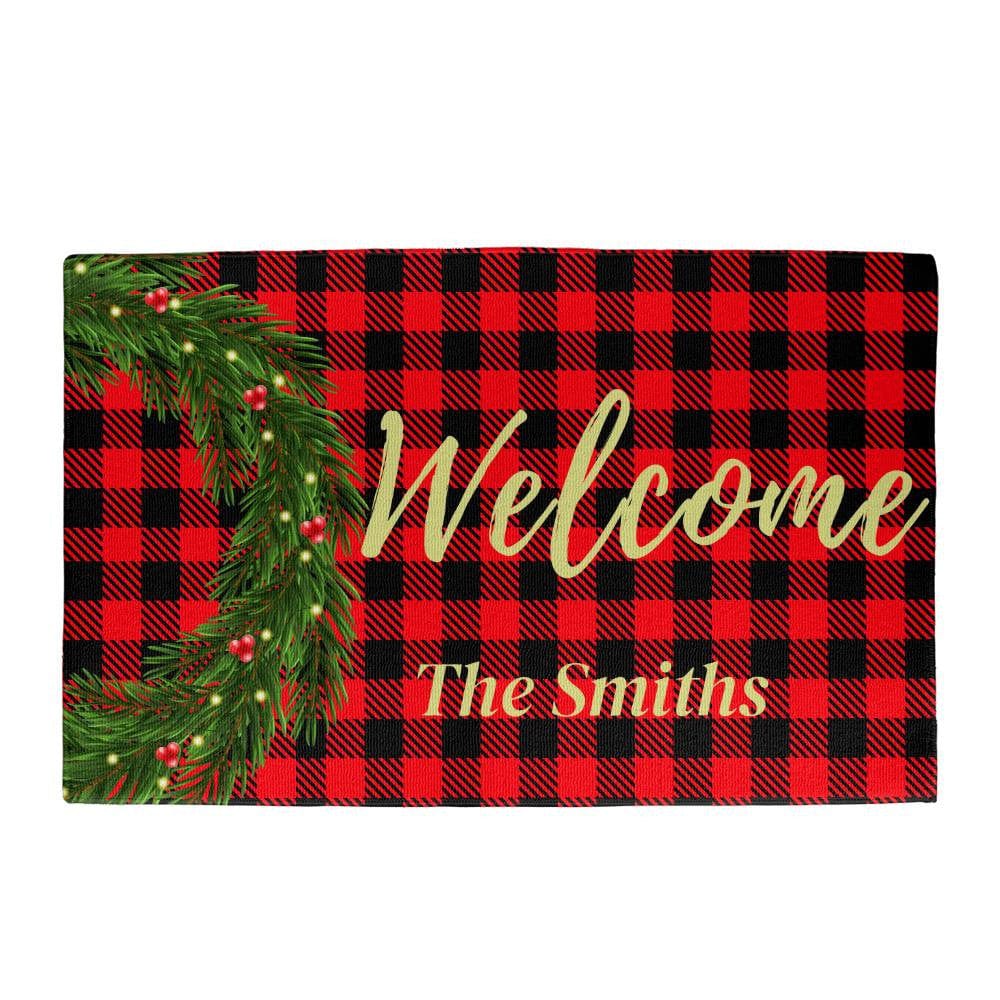 Christmas Theme Personalized Welcome Mat