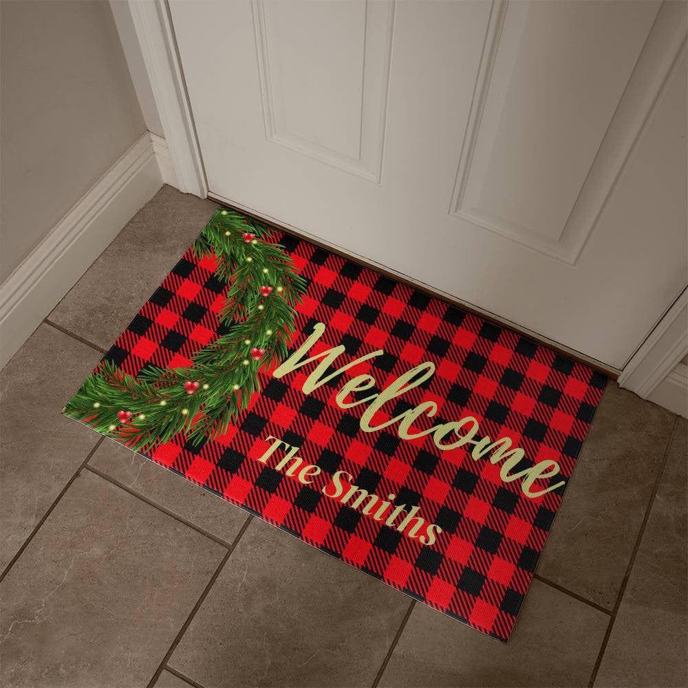 Christmas Theme Personalized Welcome Mat