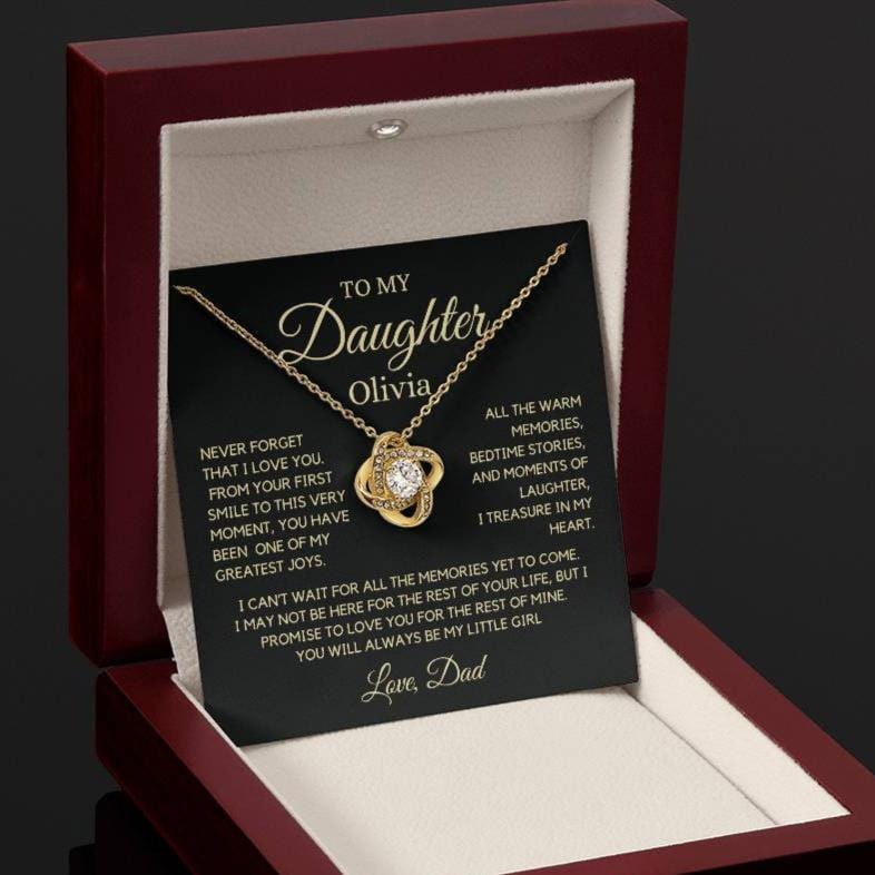 To my Daughter, First Smile, Personalized Love Knot Necklace  GB 2