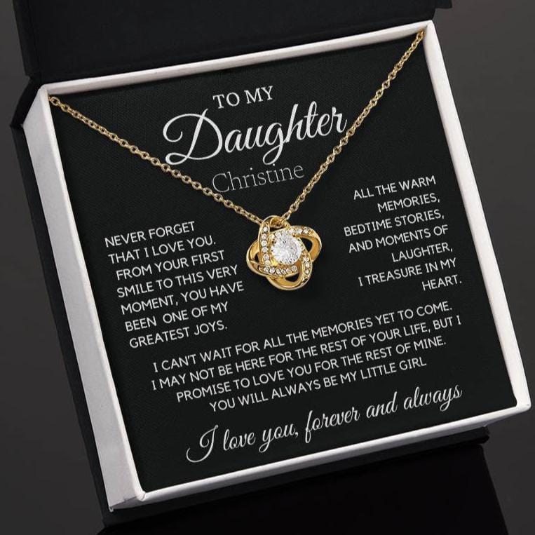 To my Daughter, First Smile, Personalized Love Knot Necklace