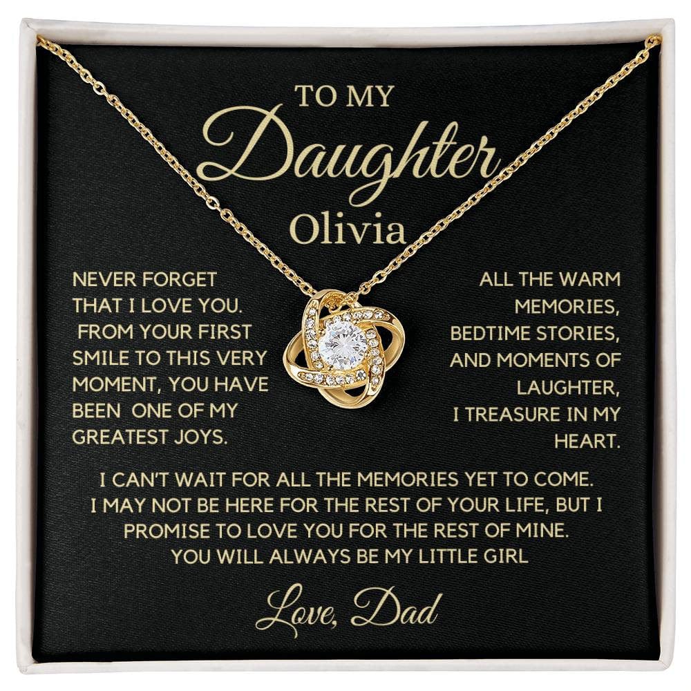 To my Daughter, First Smile, Personalized Love Knot Necklace  GB 2