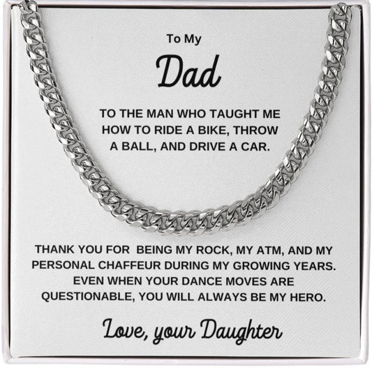 To my Dad, Cuban Link Chain with Cute and Humorous Card