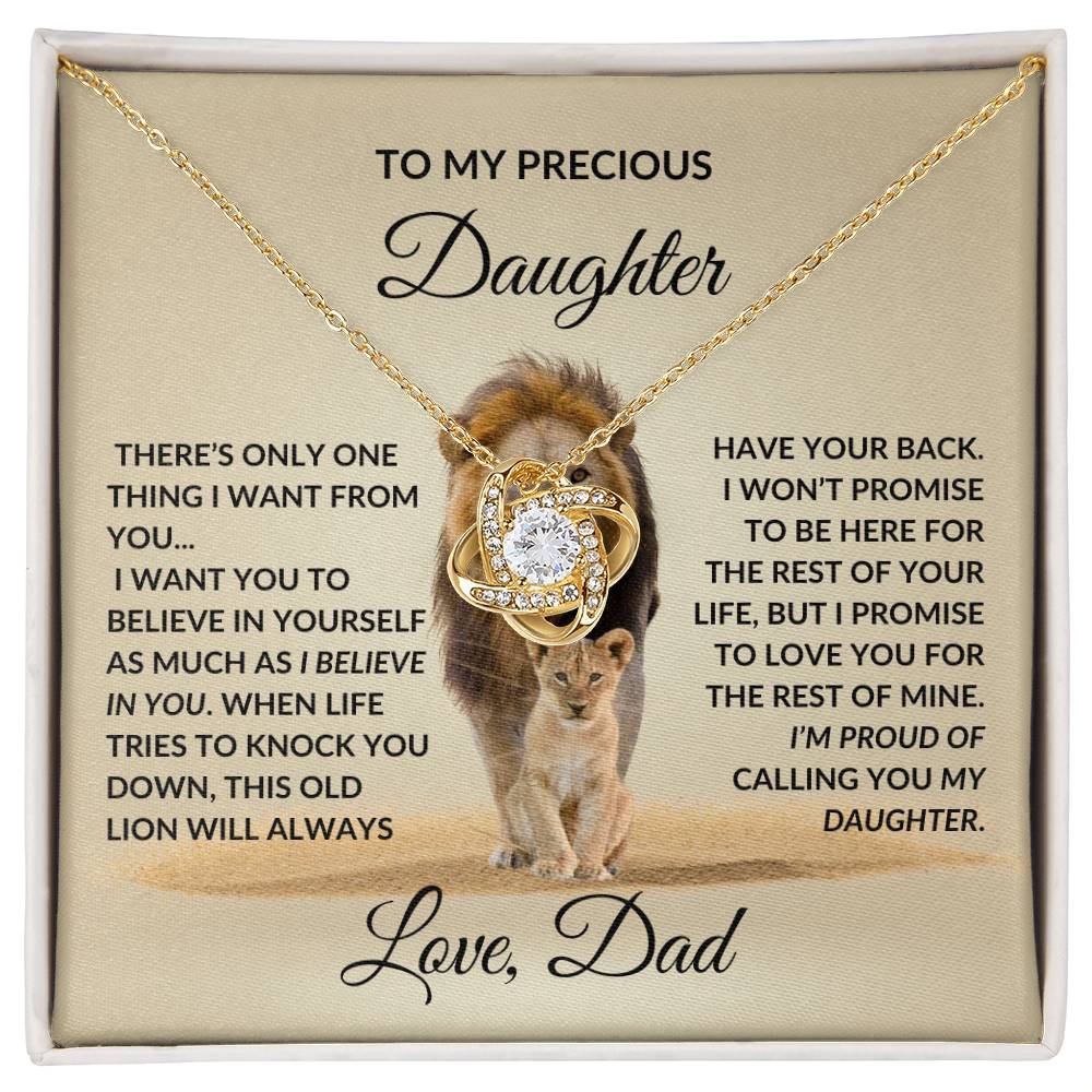 To My Precious Daughter, Love Knot Necklace from Dad