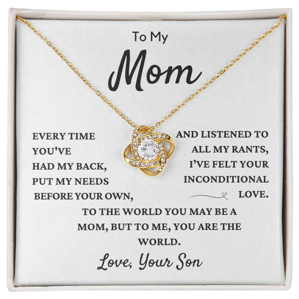 To My Mom, From Son | Love Knot Necklace