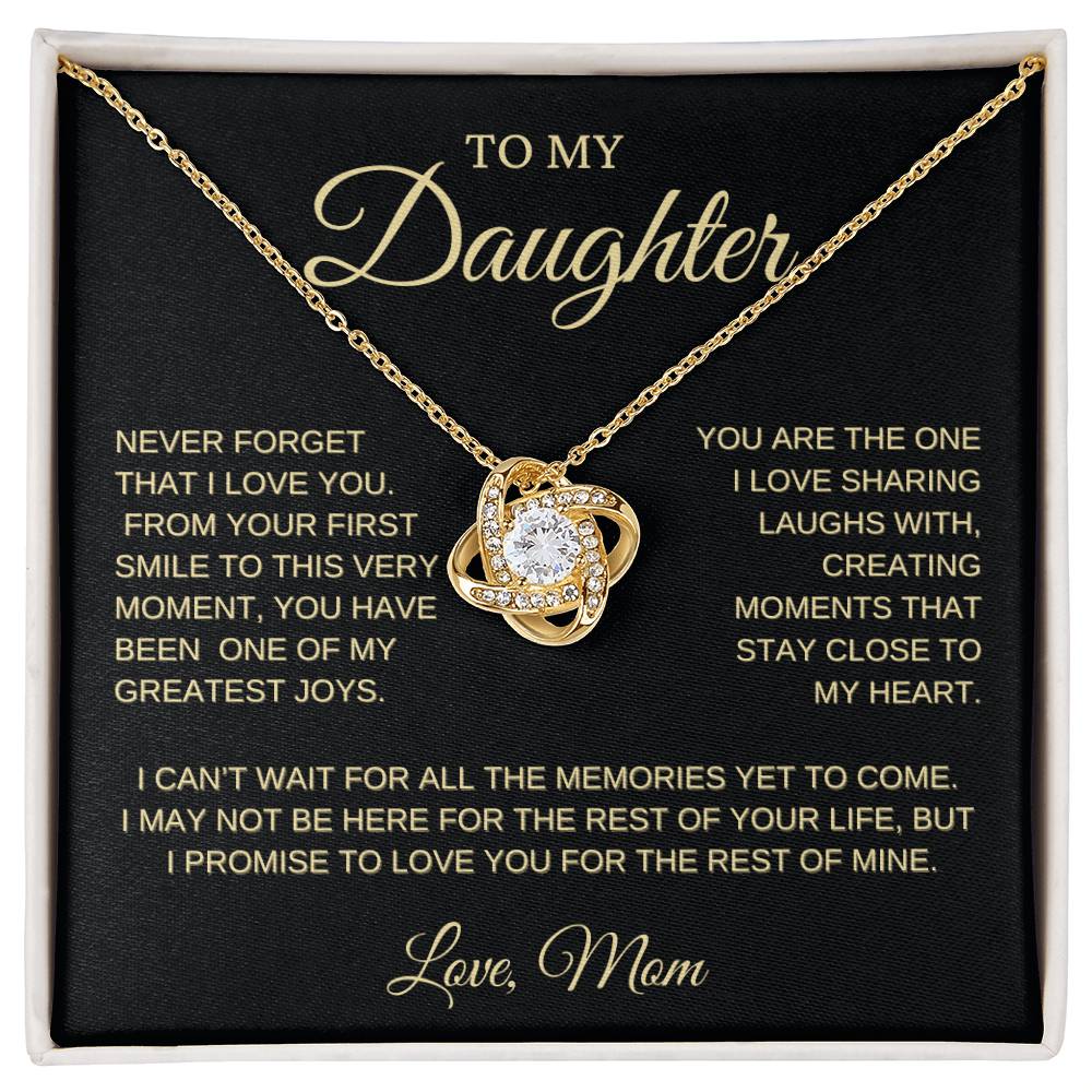 To my Daughter, First Smile, Love Knot Necklace