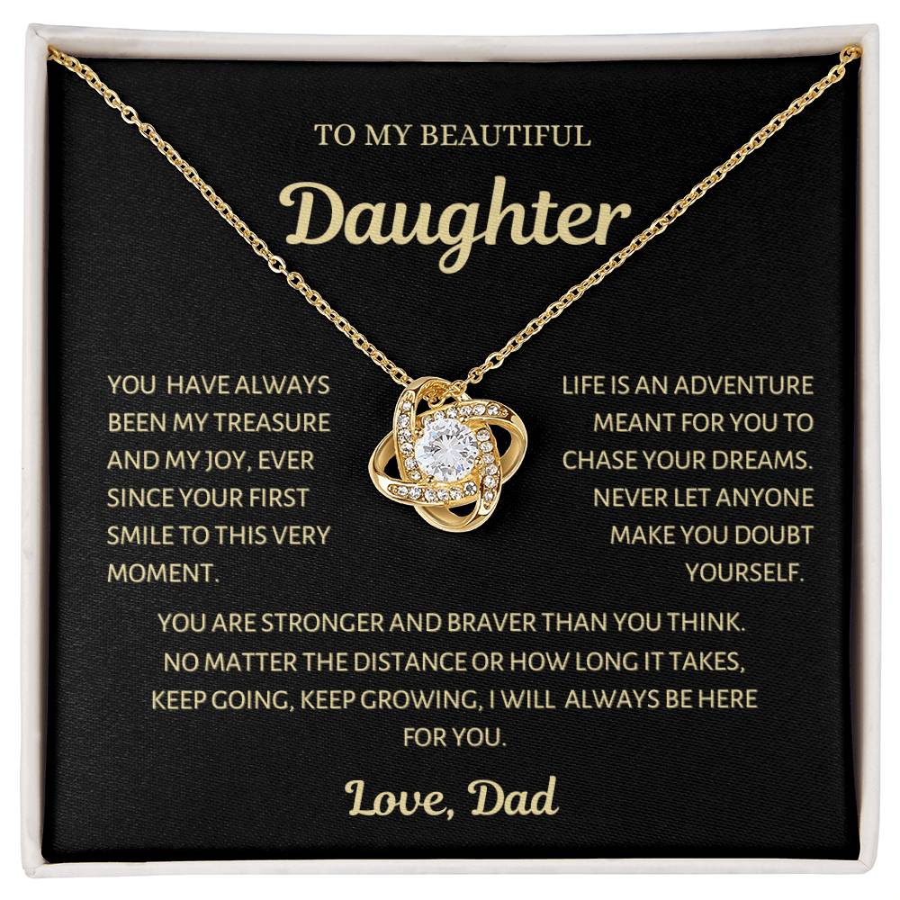 To my Daughter, Your first Smile, Love Knot Necklace from Dad